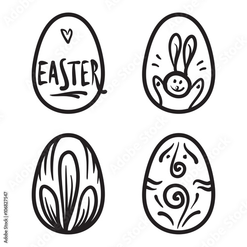 Happy Easter eggs vector card illustration hand drawn with easte