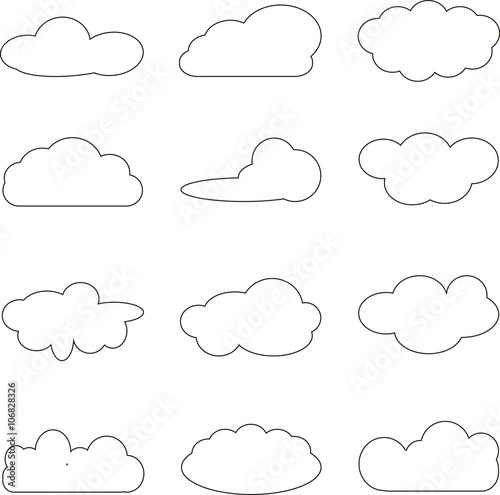 Clouds collection. Cloud computing pack. Design elements, vector