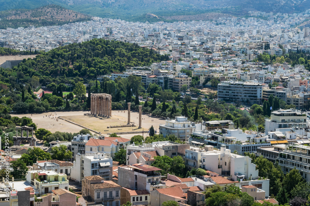 The ancient temple of Olympian Zeus from Acropolis in Athens, Greece