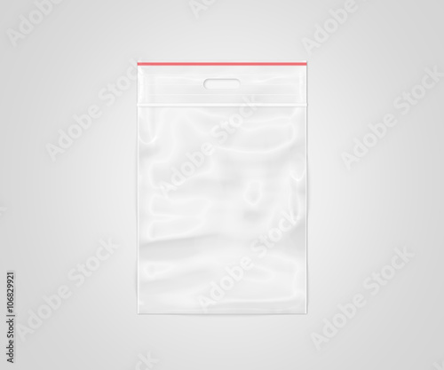 Download Plastic Transparent Zipper Bag Isolated 3d Illustration Blank Zip Lock Packaging Design Empty Polythene Ziplock Sealed Wrap Clear Pack Mock Up Vacuum Package Mockup With Red Clip Stock Illustration Adobe Stock