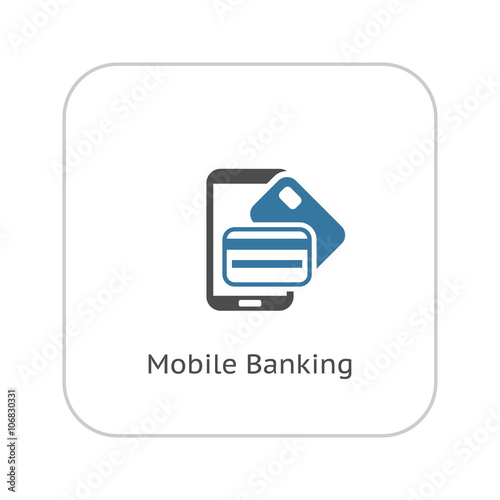 Mobile Banking Icon. Flat Design.