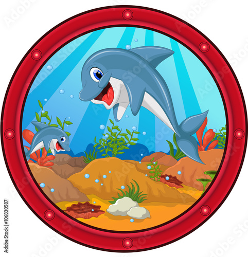 cute dolphin cartoon jumping