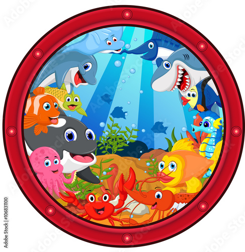 sea life cartoon set