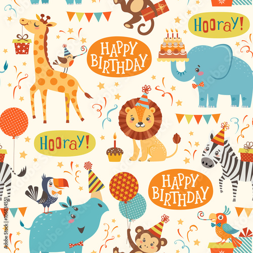 Happy birthday animals pattern
