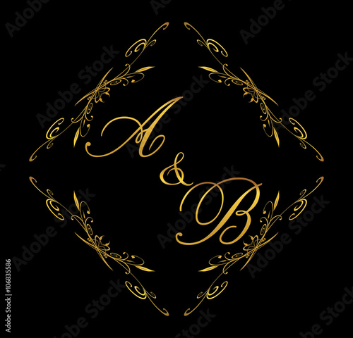 AB initial wedding with floral