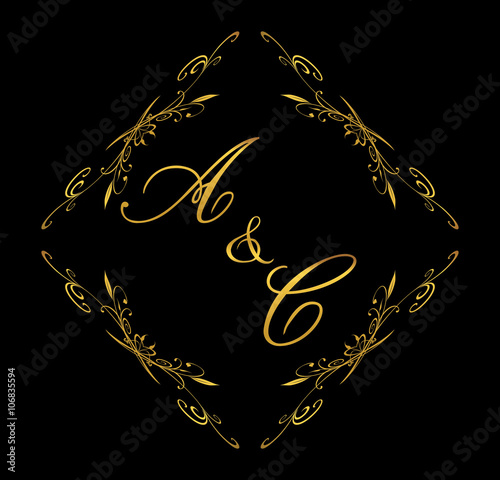 AC initial wedding with floral