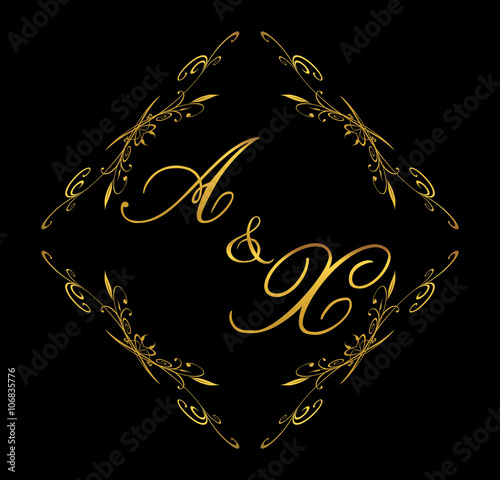 AX initial wedding with floral