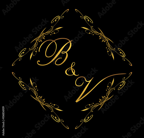 BV initial wedding with floral