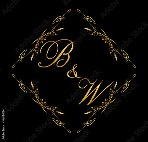 BW initial wedding with floral