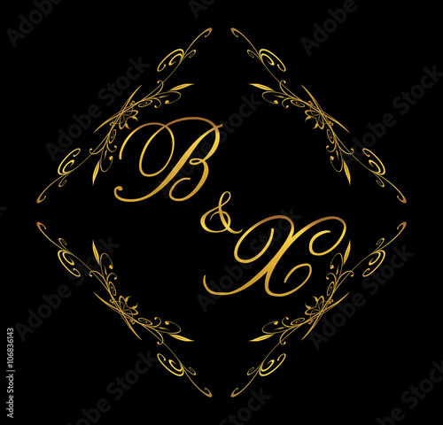 BX initial wedding with floral