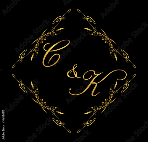 CK initial wedding with floral
