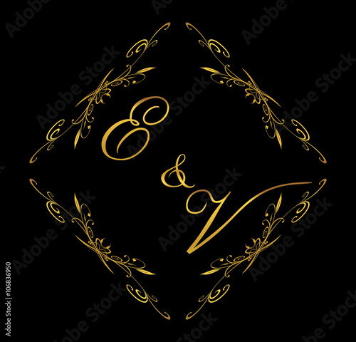 EV initial wedding with floral