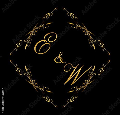 EW initial wedding with floral