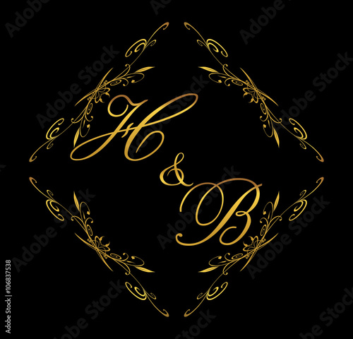 HB initial wedding with floral