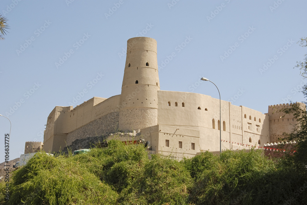 Nizwa Bahla Fort in Ad Dakhiliya, Oman. It was built in the 13th