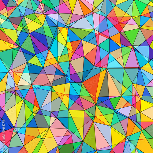 colorful triangle pattern, stained glass texture, mosaic picture, abstract image, vector illustration