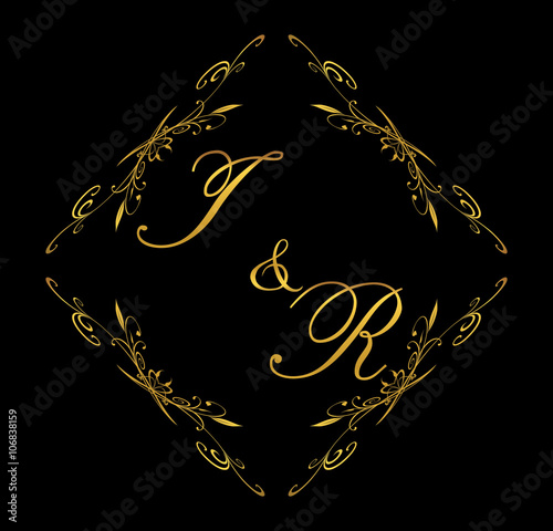IR initial wedding with floral