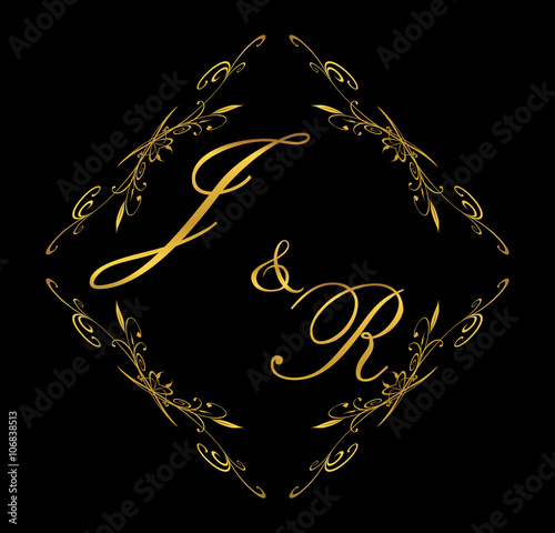 JR initial wedding with floral