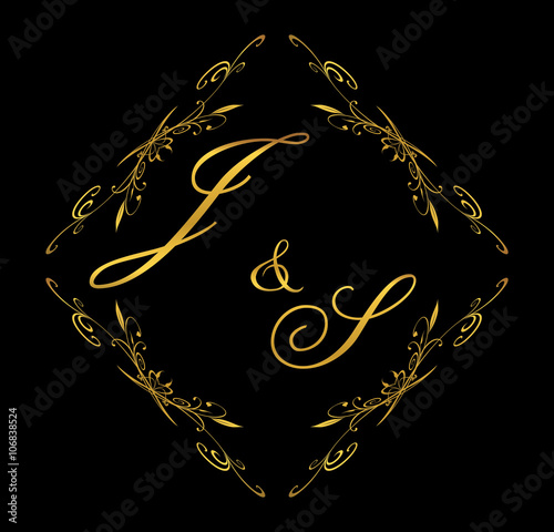 JS initial wedding with floral