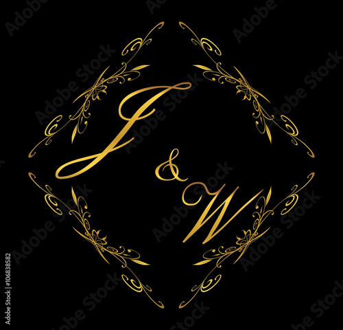 JW initial wedding with floral