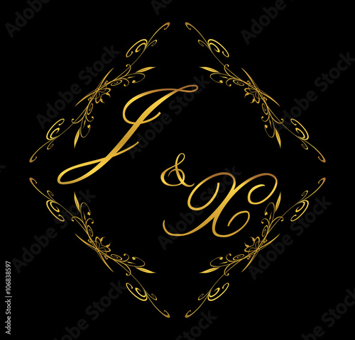 JX initial wedding with floral