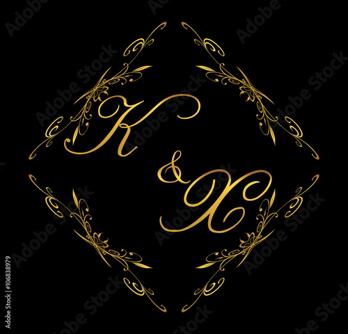 KX initial wedding with floral
