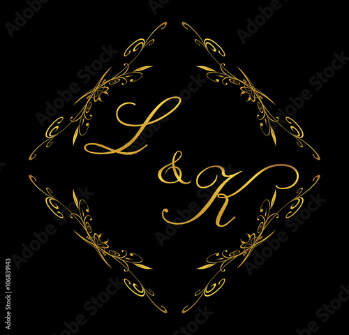 LK initial wedding with floral
