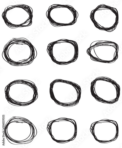 Vector set of hand drawn scribble circles