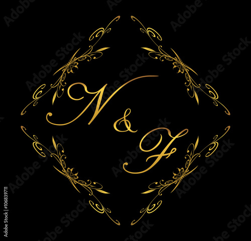NF initial wedding with floral