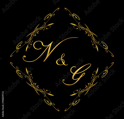 NG initial wedding with floral