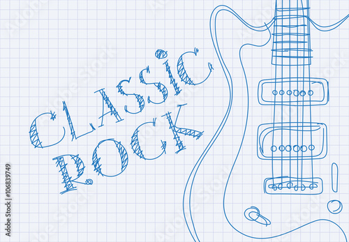 Inscription classic rock on notebook sheet