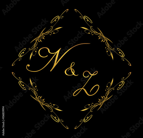 NZ initial wedding with floral