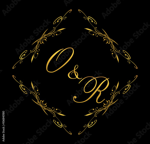 OR initial wedding with floral