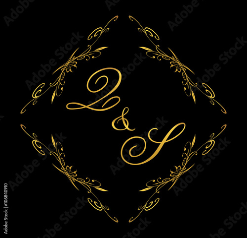 QS initial wedding with floral