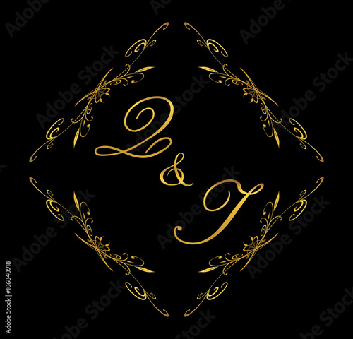 QT initial wedding with floral
