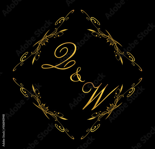 QW initial wedding with floral