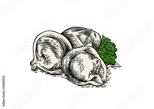 Dumplings and green parsley
