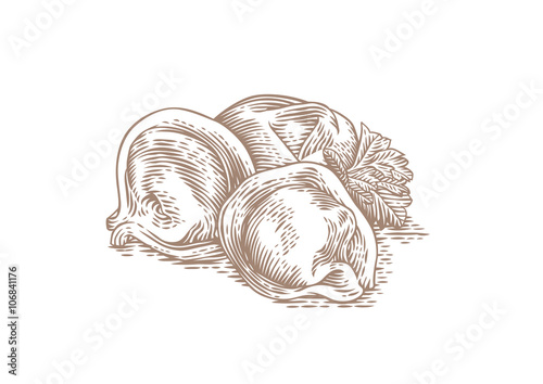 Dumplings and green parsley