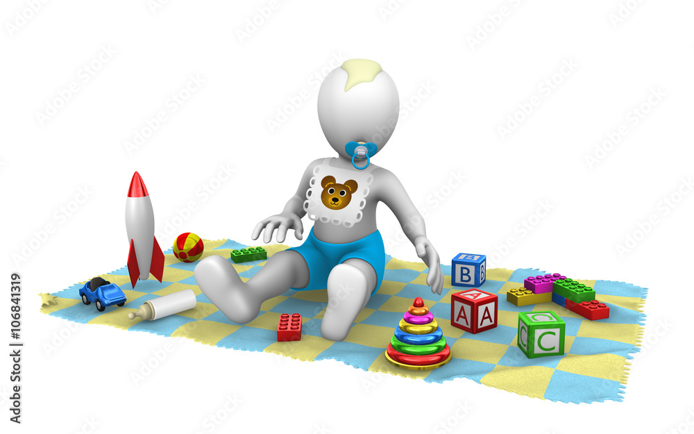 3d baby boy with toys 3d baby boy with toys
