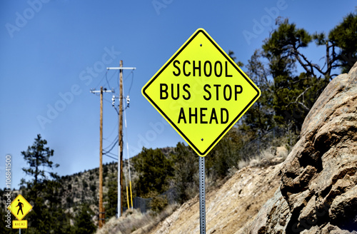School Bus Stop Road Sign