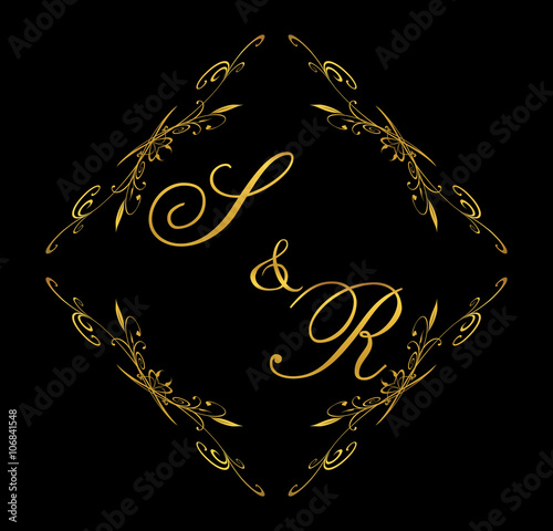 SR initial wedding with floral