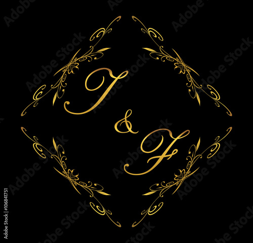 TF initial wedding with floral