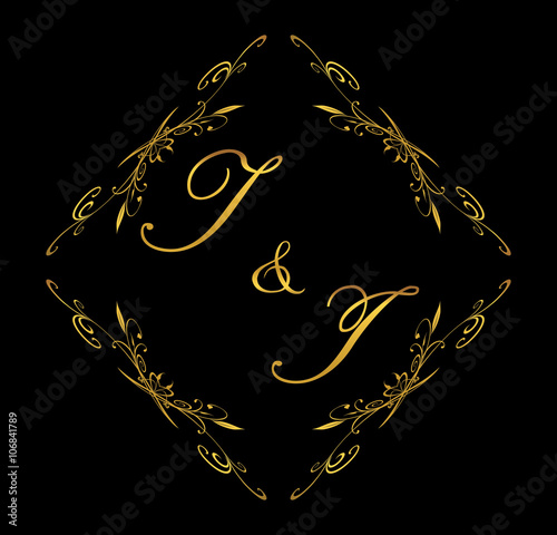 TI initial wedding with floral