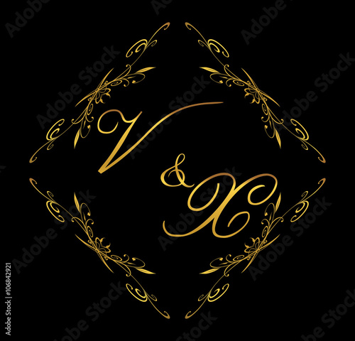 VX initial wedding with floral