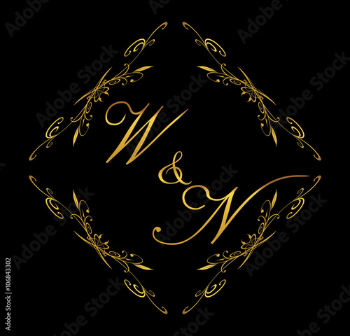 WN initial wedding with floral