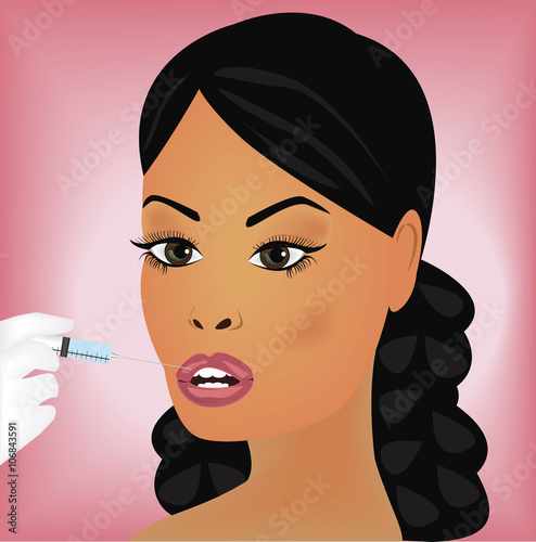 vector image of female taking botox injection.