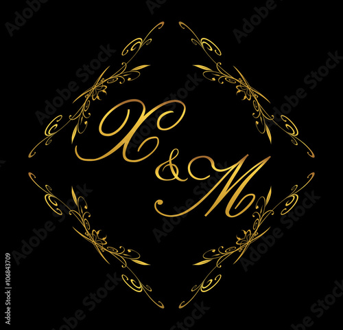 XM initial wedding with floral
