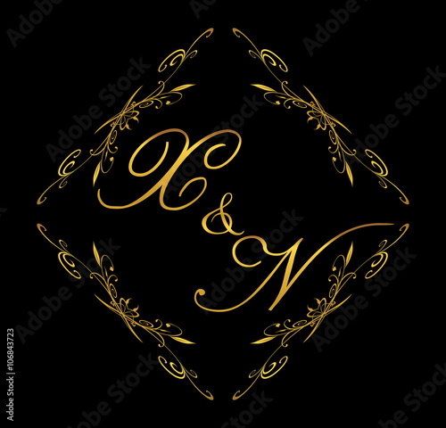 XN initial wedding with floral