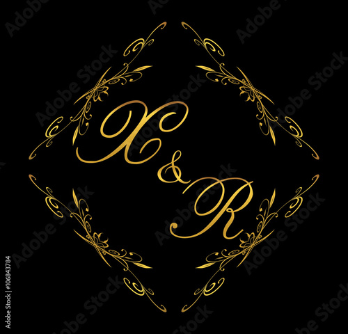 XR initial wedding with floral