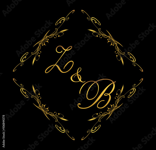 ZB initial wedding with floral